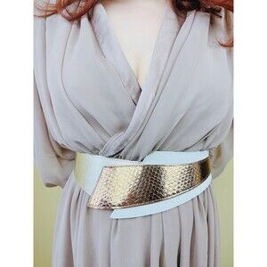1980s Vintage Metallic Thunderbolt Bronze and Silver Corset Belt / One Size
